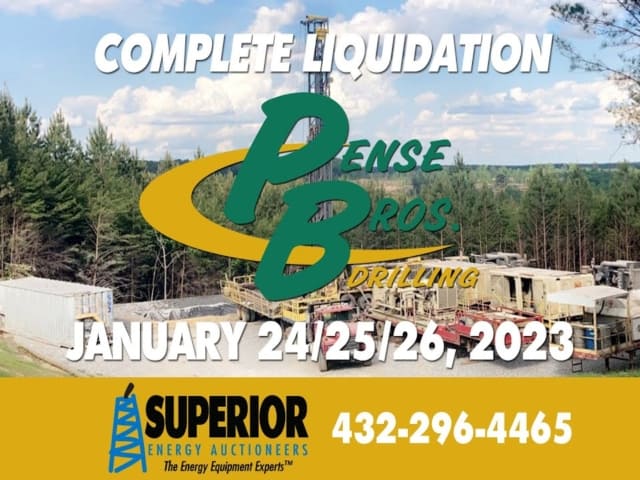 Complete Liquidation of Pense Bros Drilling - January 24/25/26
